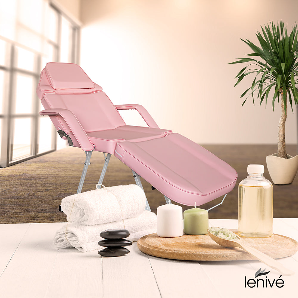 Silla Cama Para Faciales Color Rosa Con Banco