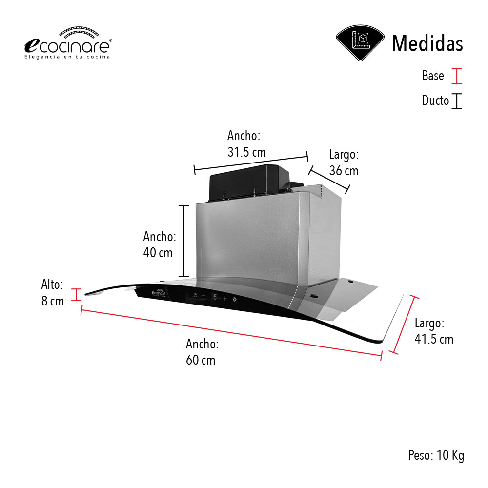 CAMPANA EXTRACTORA DE COCINA 60 CM TOUCH (SALDOS)
