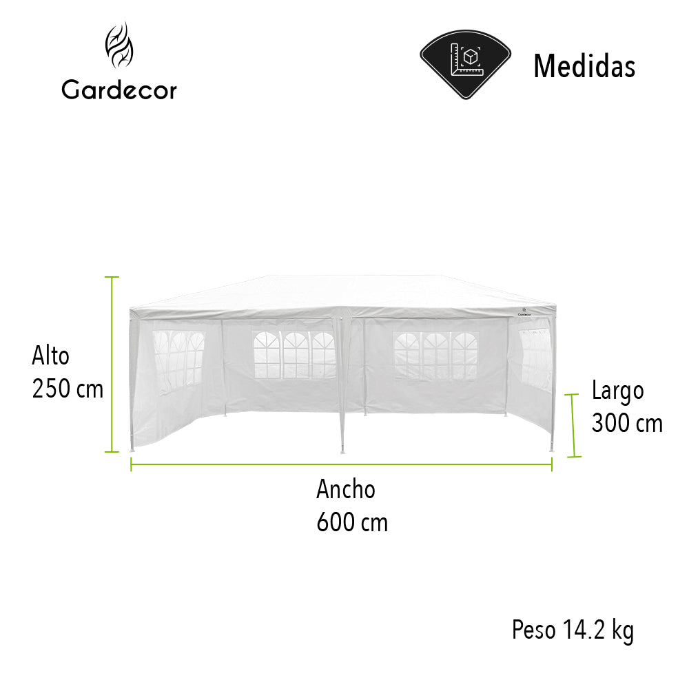 CARPA TOLDO CON PAREDES 6X3 COLOR BLANCO