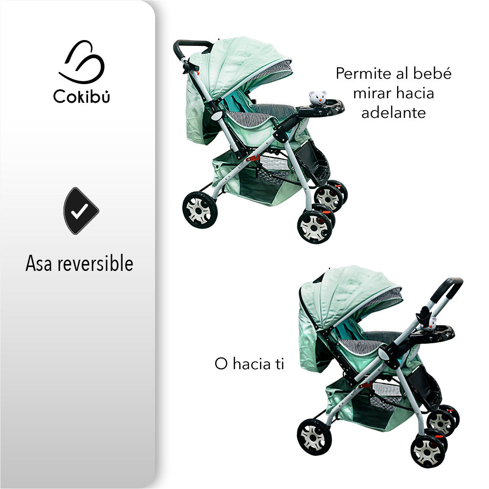 CARRIOLA DE BEBÉ PLEGABLE COLOR MENTA