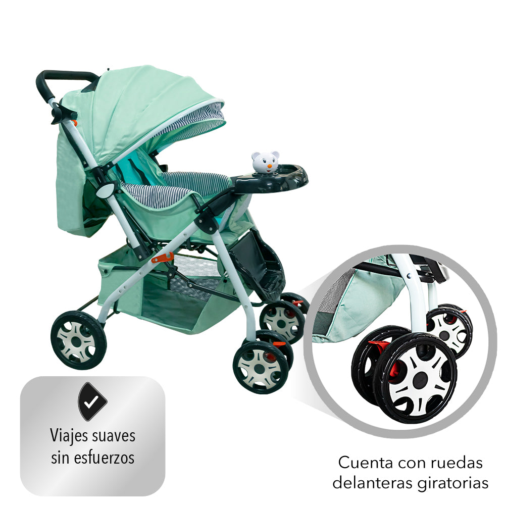 CARRIOLA DE BEBÉ PLEGABLE COLOR MENTA