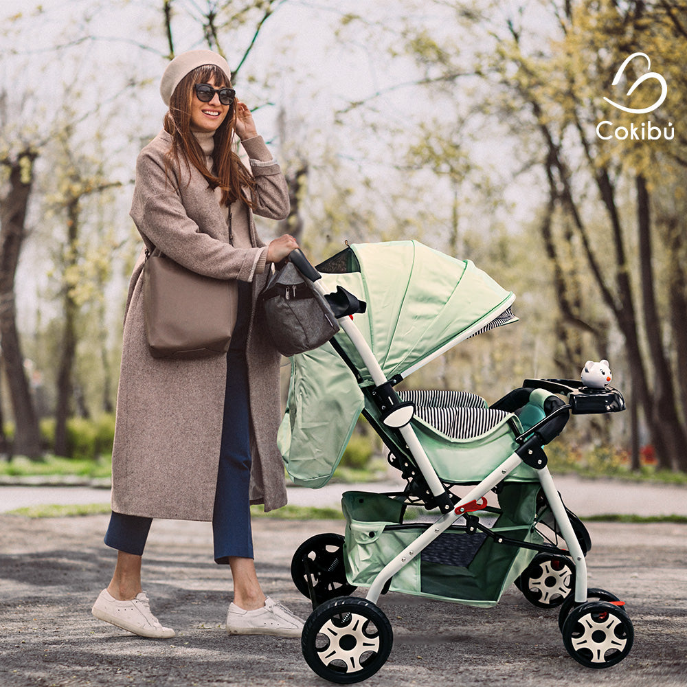 CARRIOLA DE BEBÉ PLEGABLE COLOR MENTA