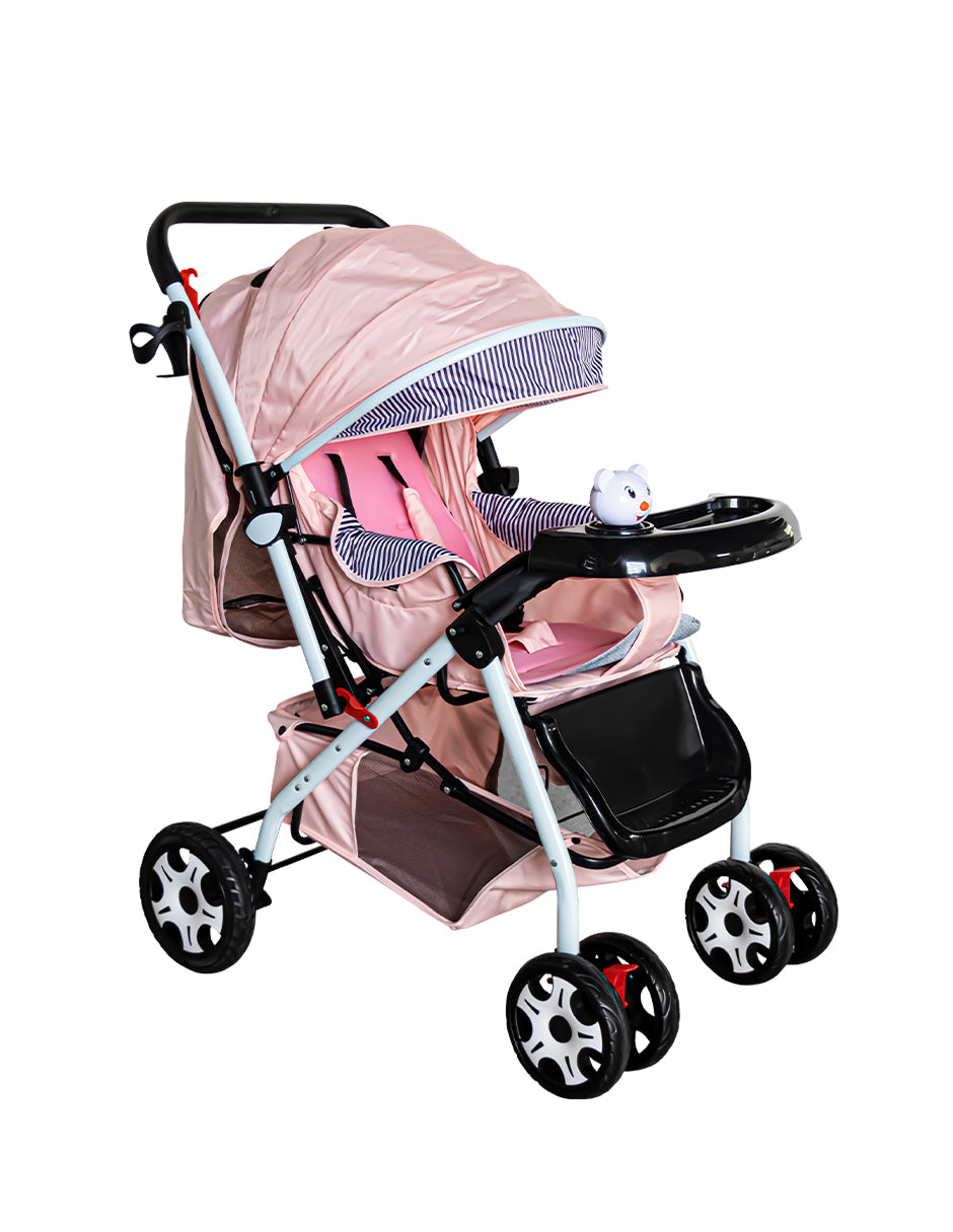 CARRIOLA DE BEBÉ PLEGABLE COLOR ROSA