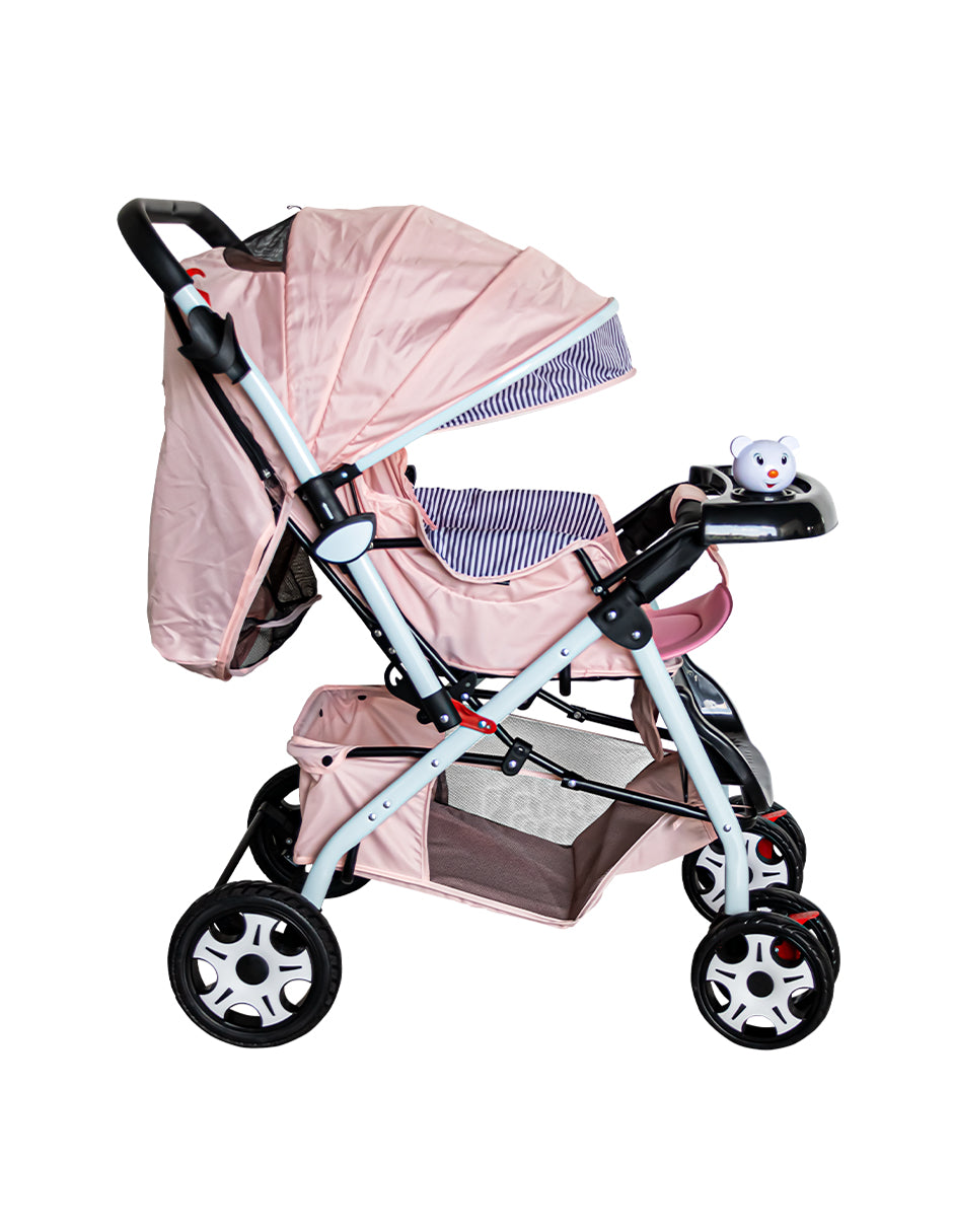 CARRIOLA DE BEBÉ PLEGABLE COLOR ROSA