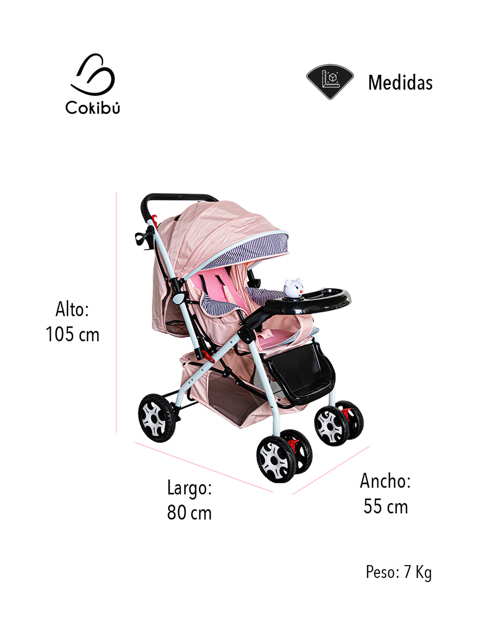 CARRIOLA DE BEBÉ PLEGABLE COLOR ROSA