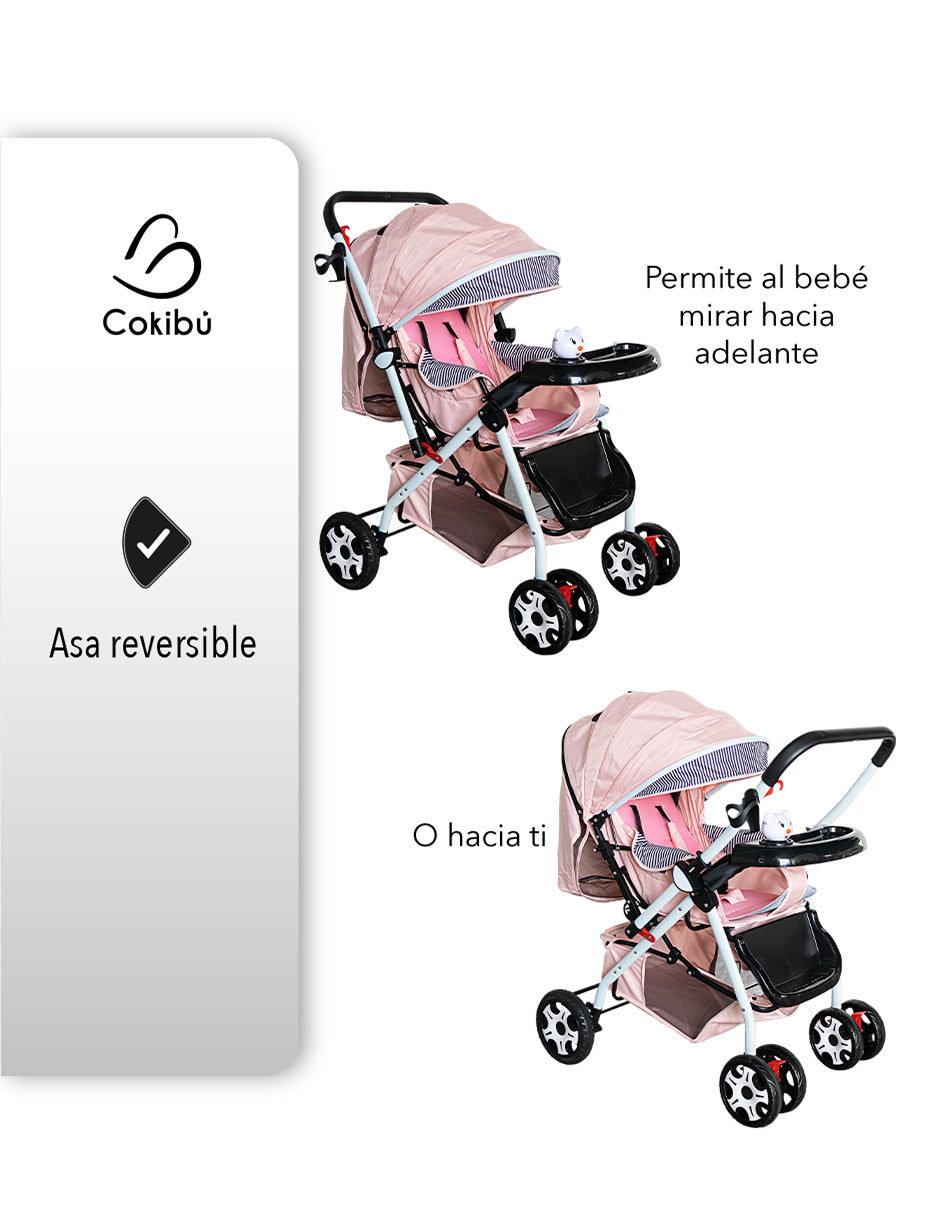 CARRIOLA DE BEBÉ PLEGABLE COLOR ROSA