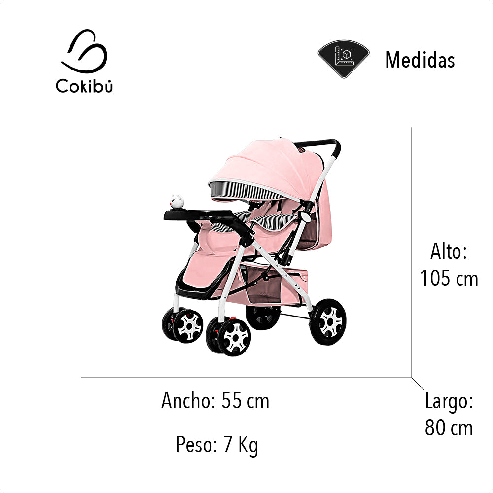 CARRIOLA DE BEBÉ PLEGABLE COLOR ROSA (SALDOS)