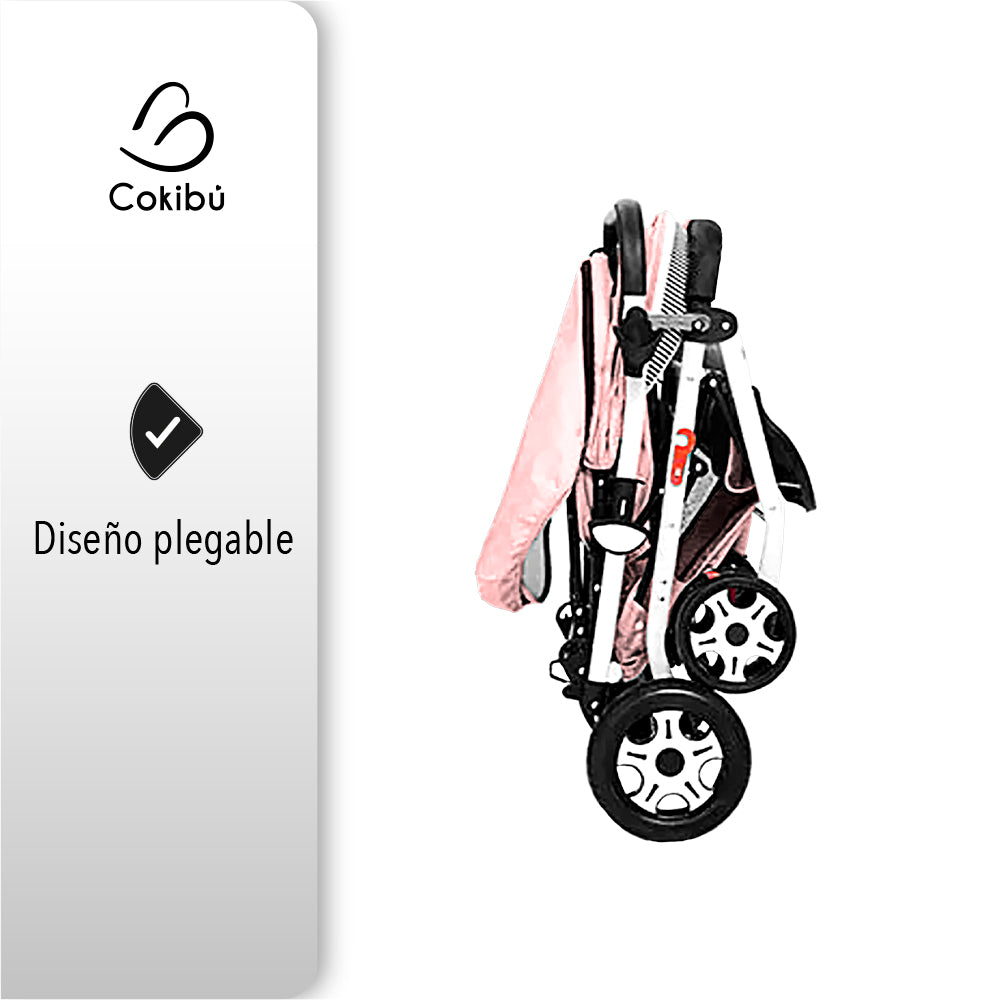 CARRIOLA DE BEBÉ PLEGABLE COLOR ROSA (SALDOS)