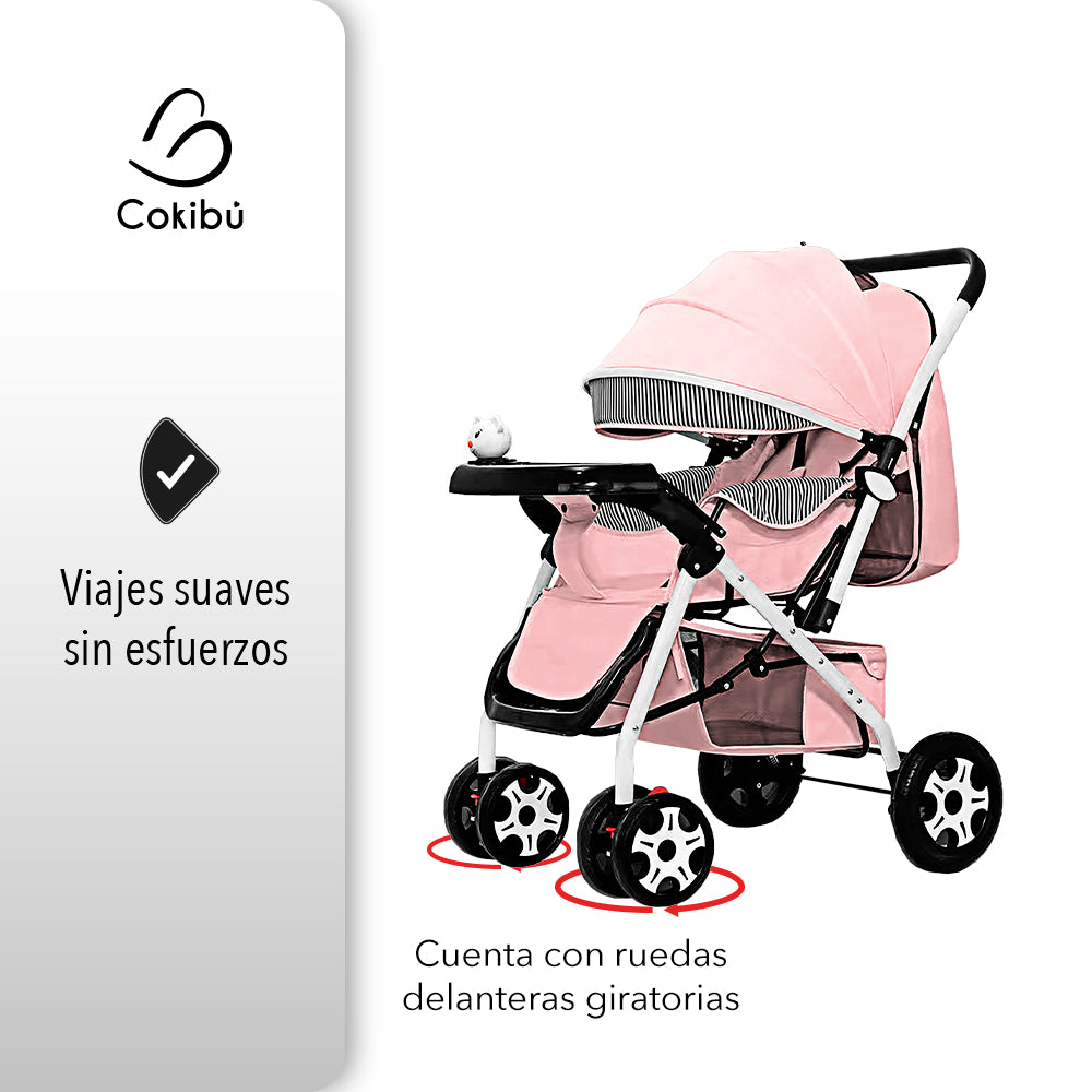 CARRIOLA DE BEBÉ PLEGABLE COLOR ROSA (SALDOS)