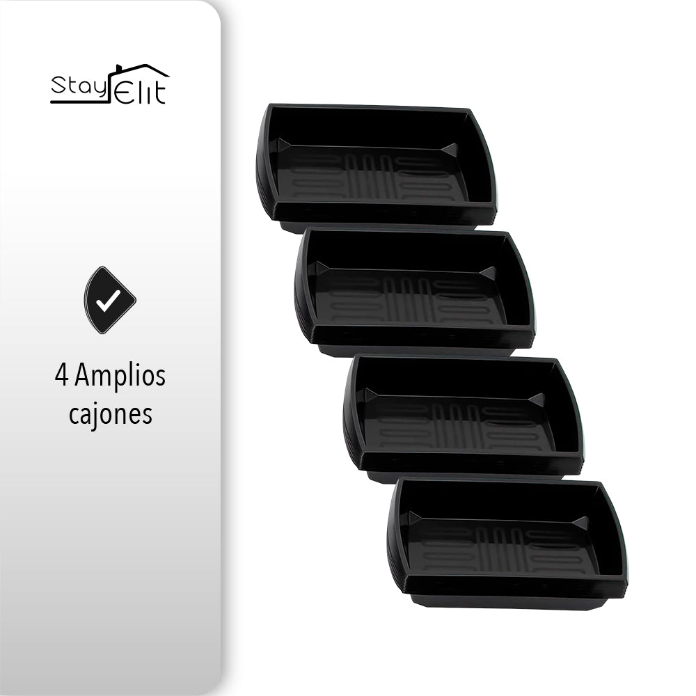 CARRITO AUXILIAR MULTIUSOS ORGANIZADOR COLOR NEGRO (SALDOS)