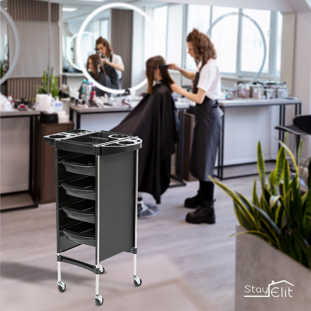 CARRITO AUXILIAR MULTIUSOS ORGANIZADOR COLOR NEGRO (SALDOS)