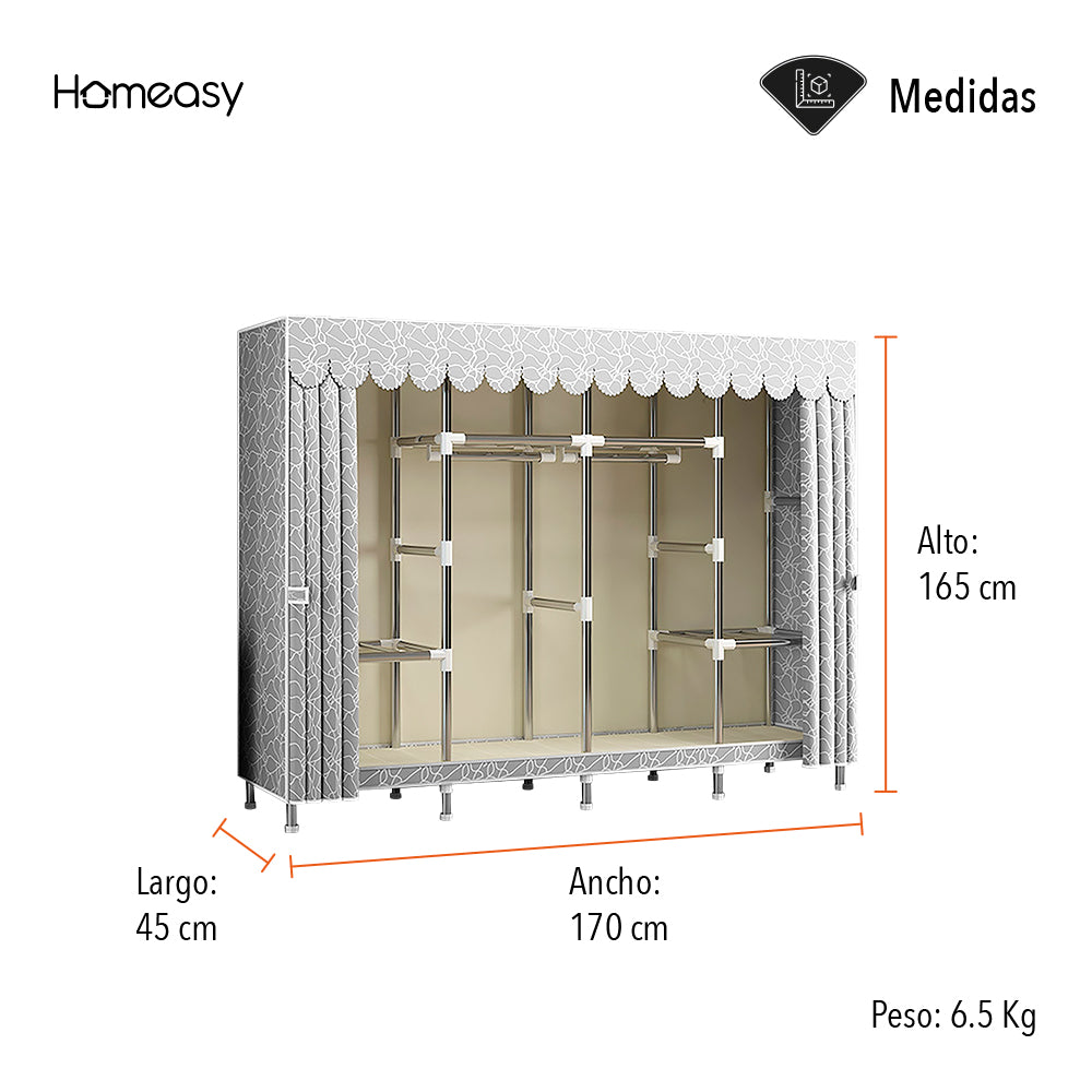 CLOSET ARMABLE 1.65 M COLOR GRIS CON GRECA