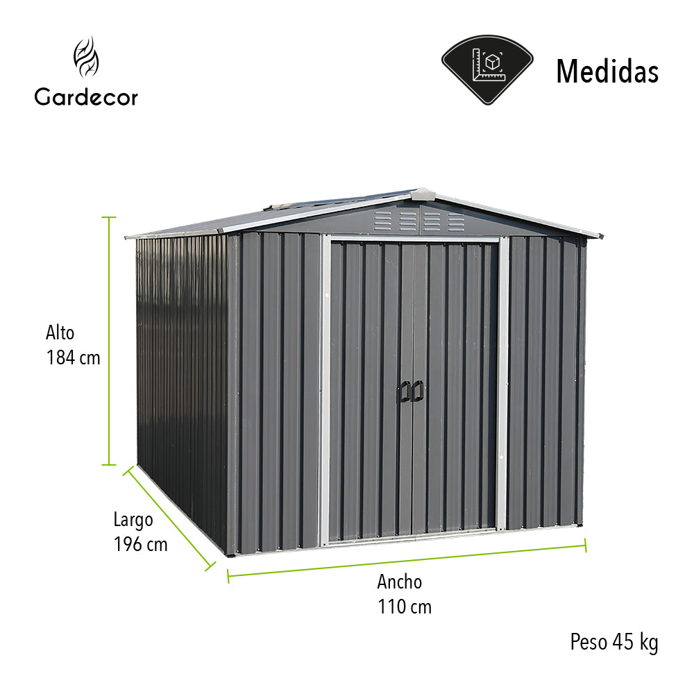 COBERTIZO DE ALMACENAMIENTO PARA EXTERIORES CON PUERTA CORREDIZA