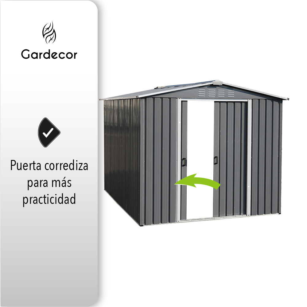 COBERTIZO DE ALMACENAMIENTO PARA EXTERIORES CON PUERTA CORREDIZA
