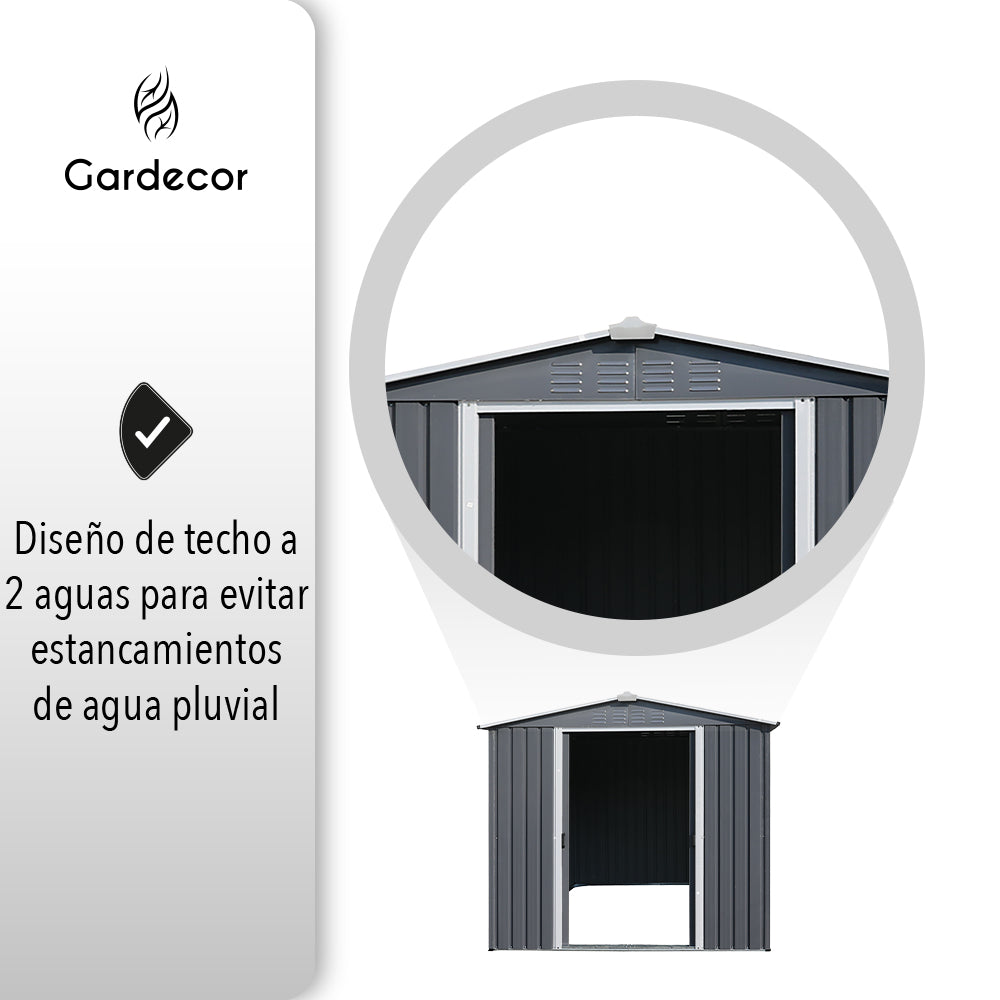 COBERTIZO DE ALMACENAMIENTO PARA EXTERIORES CON PUERTA CORREDIZA