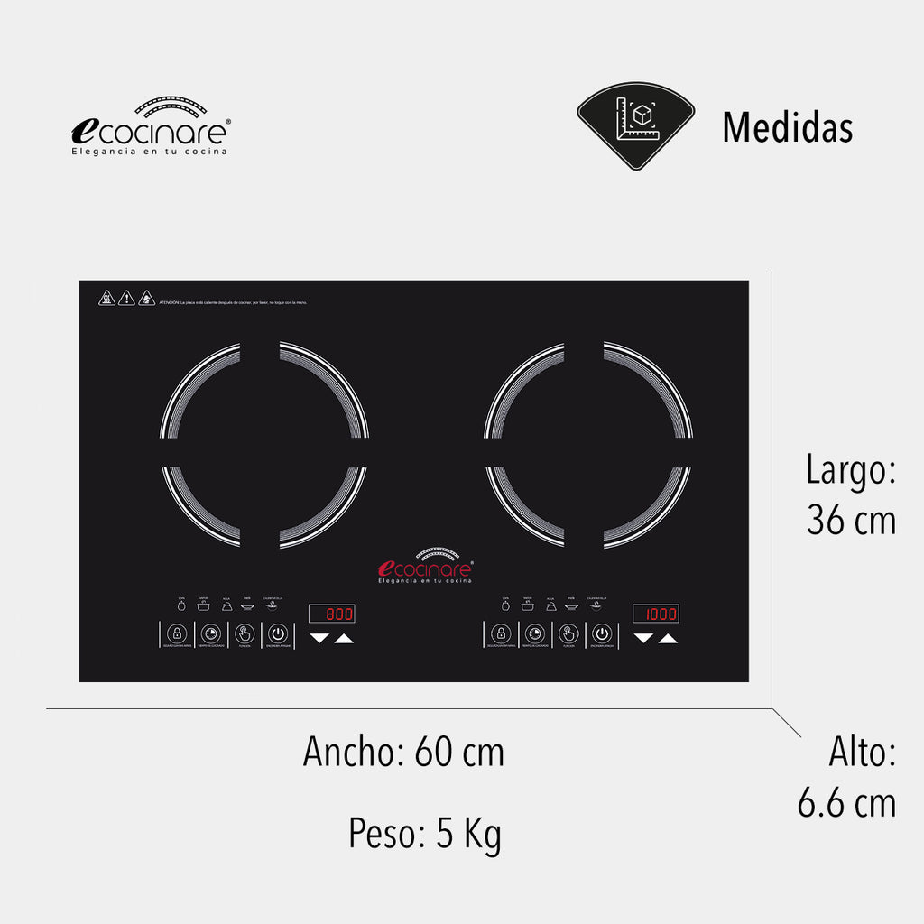 PARRILLA DOBLE DE INDUCCIÓN MAGNÉTICA (SALDOS)
