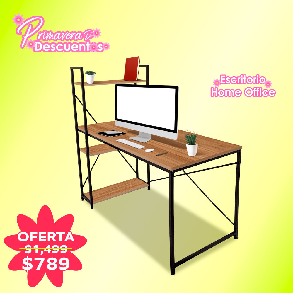 ESCRITORIO HOME OFFICE DE MELAMINA CON REPISA 1.2M