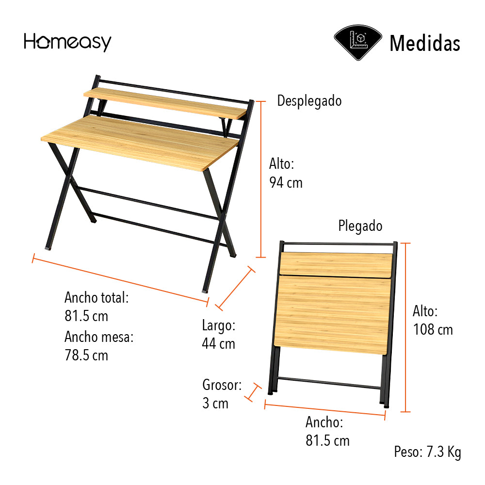 ESCRITORIO MINIMALISTA PLEGABLE CON REPISA