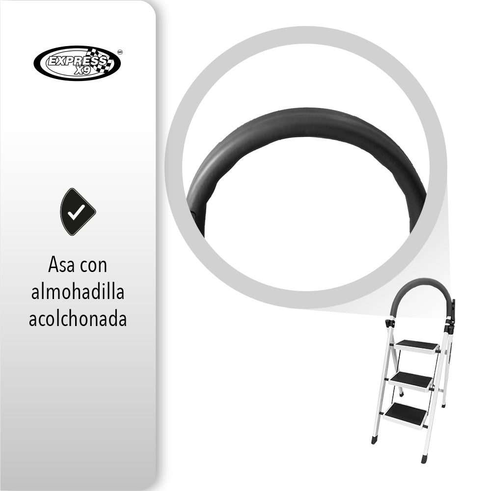 ESCALERA PLEGABLE DE 3 ESCALONES COLOR BLANCO
