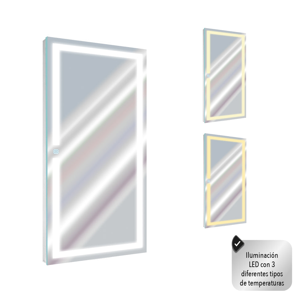 ESPEJO RECTANGULAR LED DE 120X52 CM