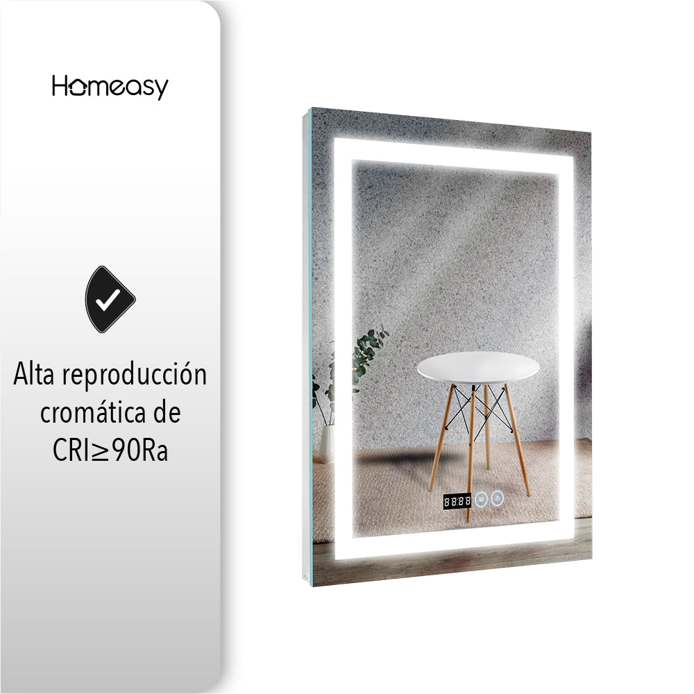 ESPEJO RECTANGULAR LED INTELIGENTE DE 50X70 CM