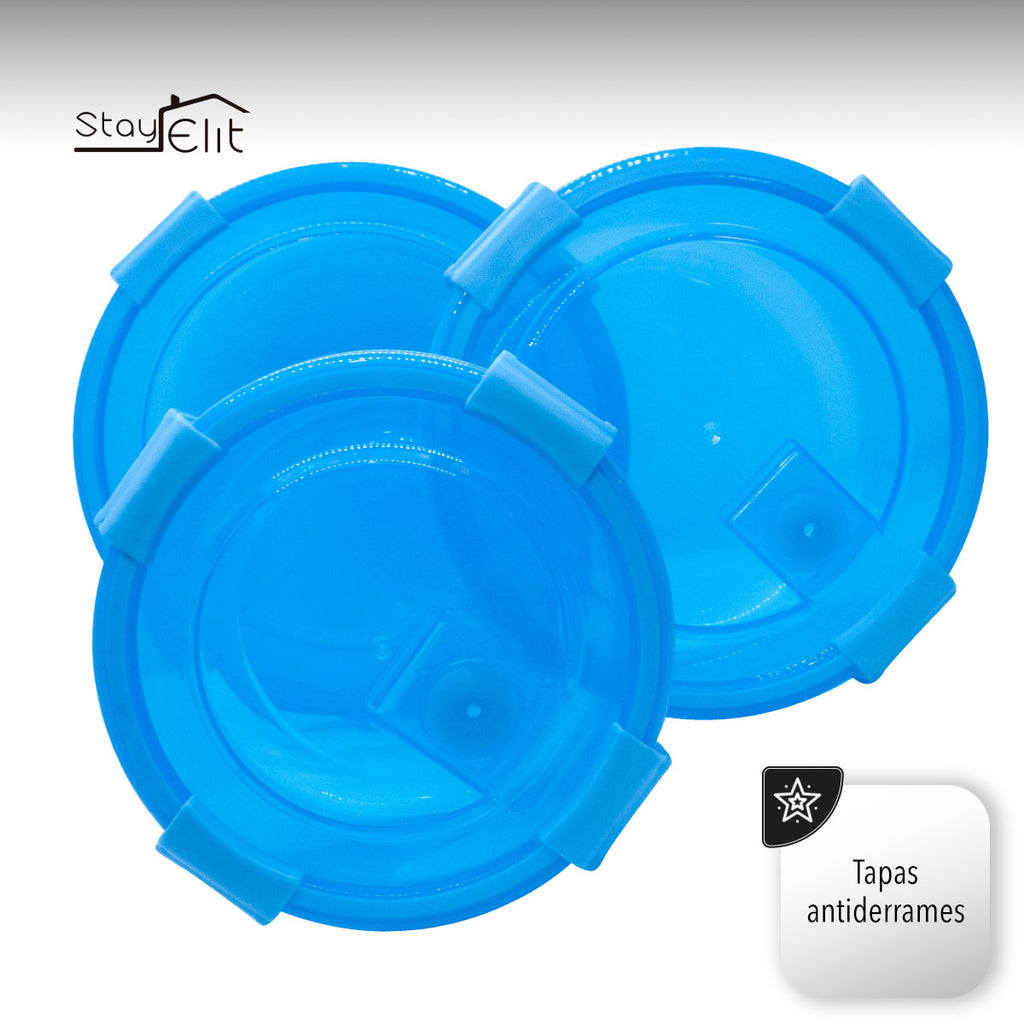 SET DE 3 CONTENEDORES HERMÉTICOS AZUL