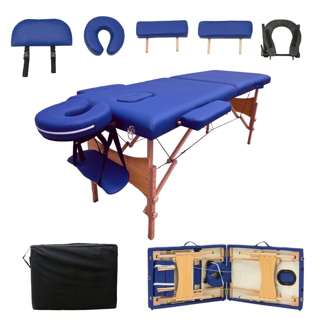 CAMILLA PARA MASAJE PLEGABLE PORTÁTIL Y RECLINABLE COLOR AZUL