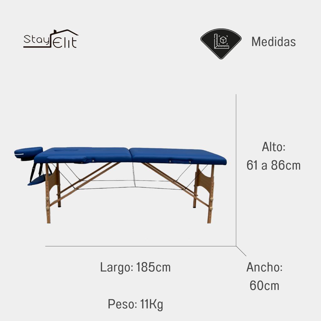 CAMILLA PARA MASAJE PLEGABLE PORTÁTIL Y RECLINABLE COLOR AZUL