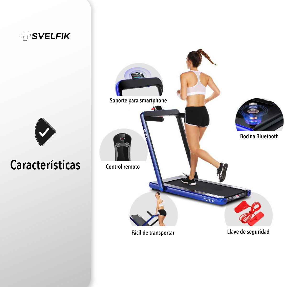 CAMINADORA ELÉCTRICA CON BOCINA BLUETOOTH COLOR AZUL (SALDOS)