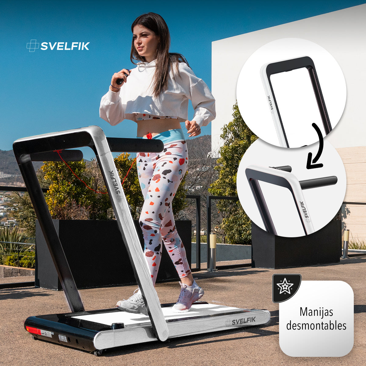 CAMINADORA ELÉCTRICA CON BOCINA BLUETOOTH COLOR BLANCO (SALDOS)