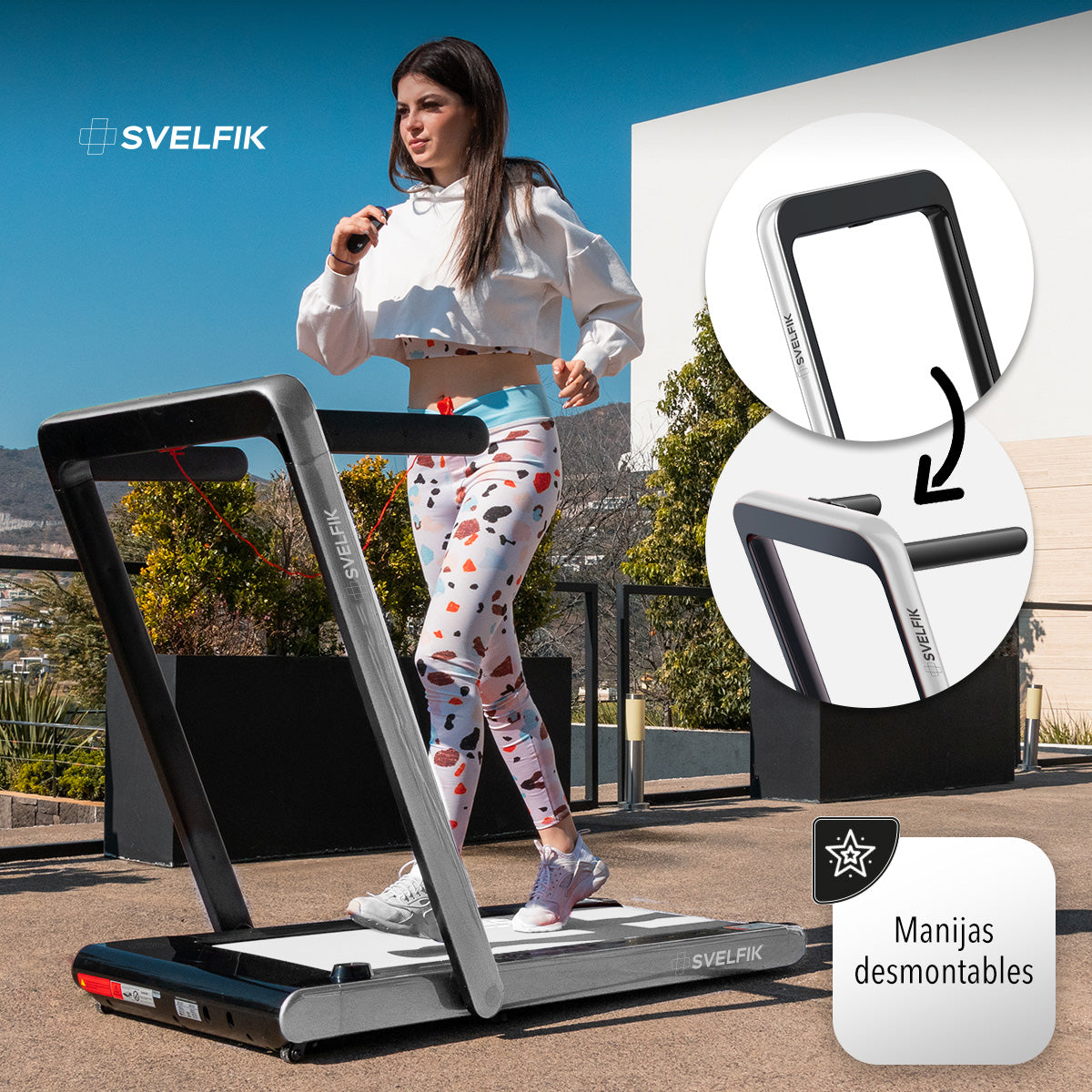 CAMINADORA ELÉCTRICA CON BOCINA BLUETOOTH COLOR GRIS (SALDOS)