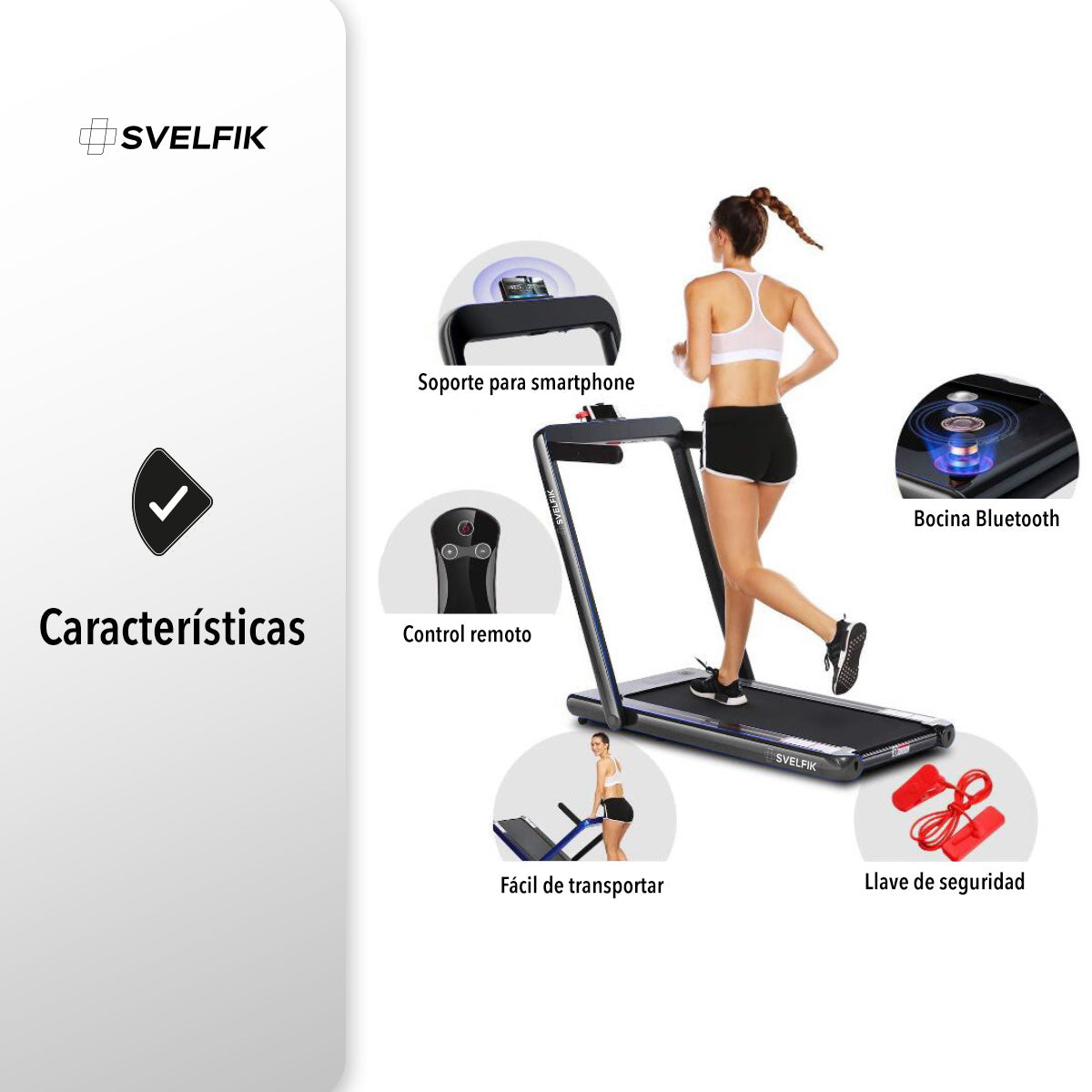 CAMINADORA ELÉCTRICA CON BOCINA BLUETOOTH COLOR NEGRO (SALDOS)