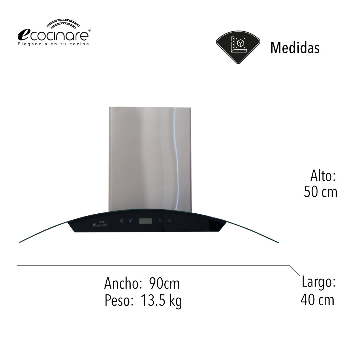 CAMPANA EXTRACTORA DE COCINA 90 CM TOUCH (SALDOS)