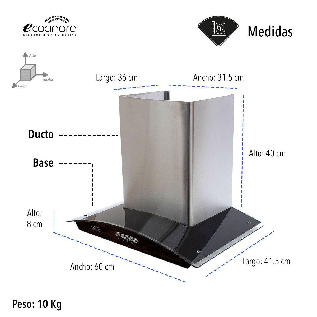 CAMPANA EXTRACTORA DE COCINA 60 CM DE BOTONES