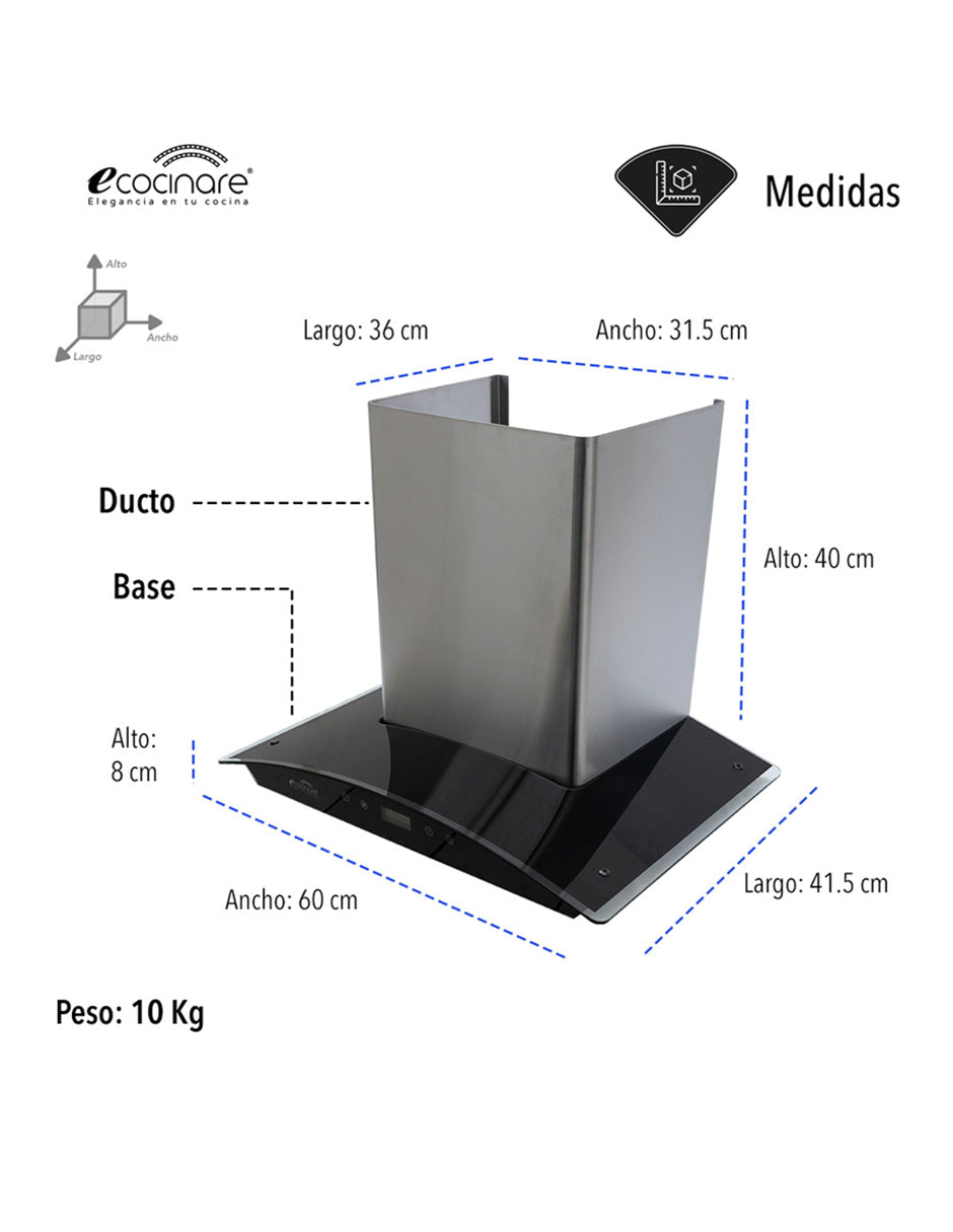 CAMPANA EXTRACTORA DE COCINA 60 CM DE PANEL TACTIL