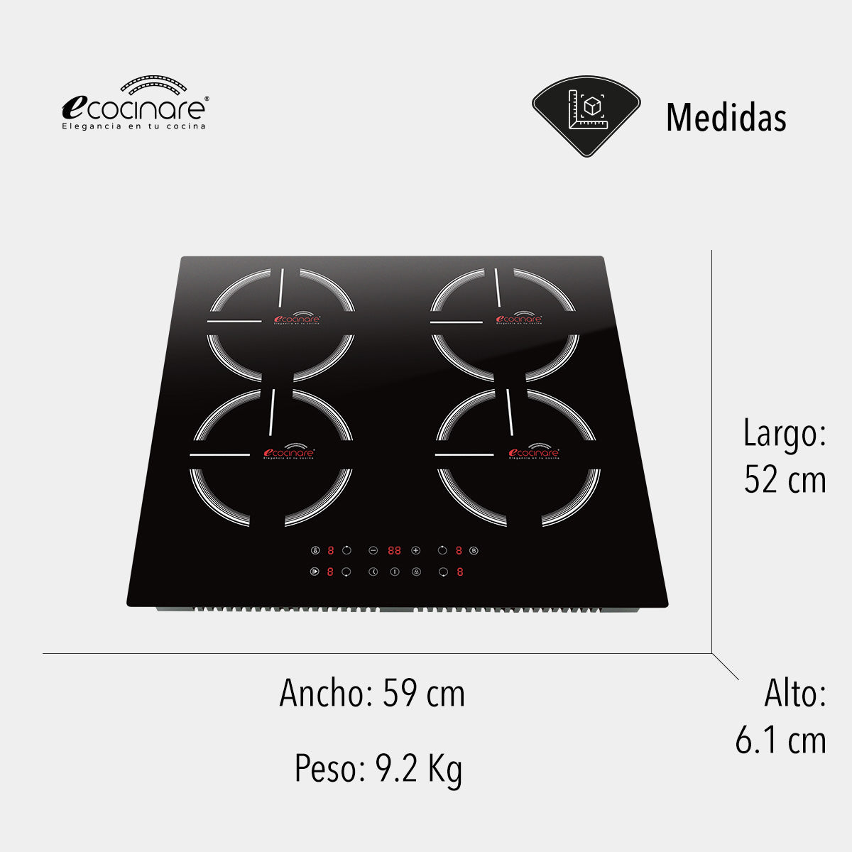 PARRILLA DE INDUCCIÓN MAGNÉTICA DE 4 QUEMADORES (SALDOS)