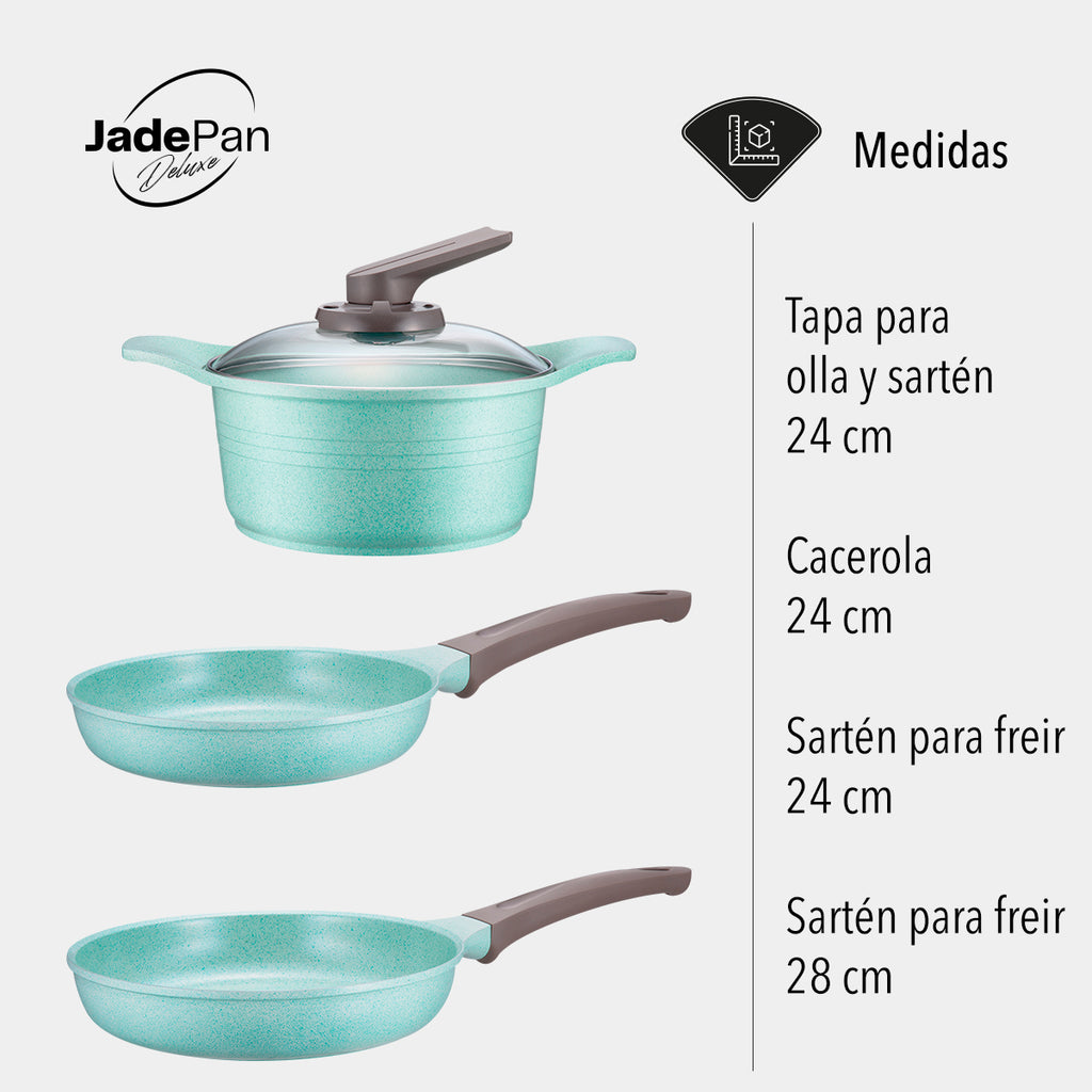 JUEGO DE 3 SARTENES DE JADE ANTIADHERENTE PARA COCINA DE INDUCCIÓN