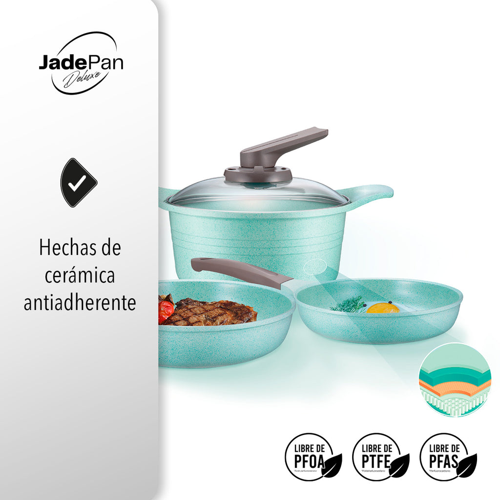JUEGO DE 3 SARTENES DE JADE ANTIADHERENTE PARA COCINA DE INDUCCIÓN