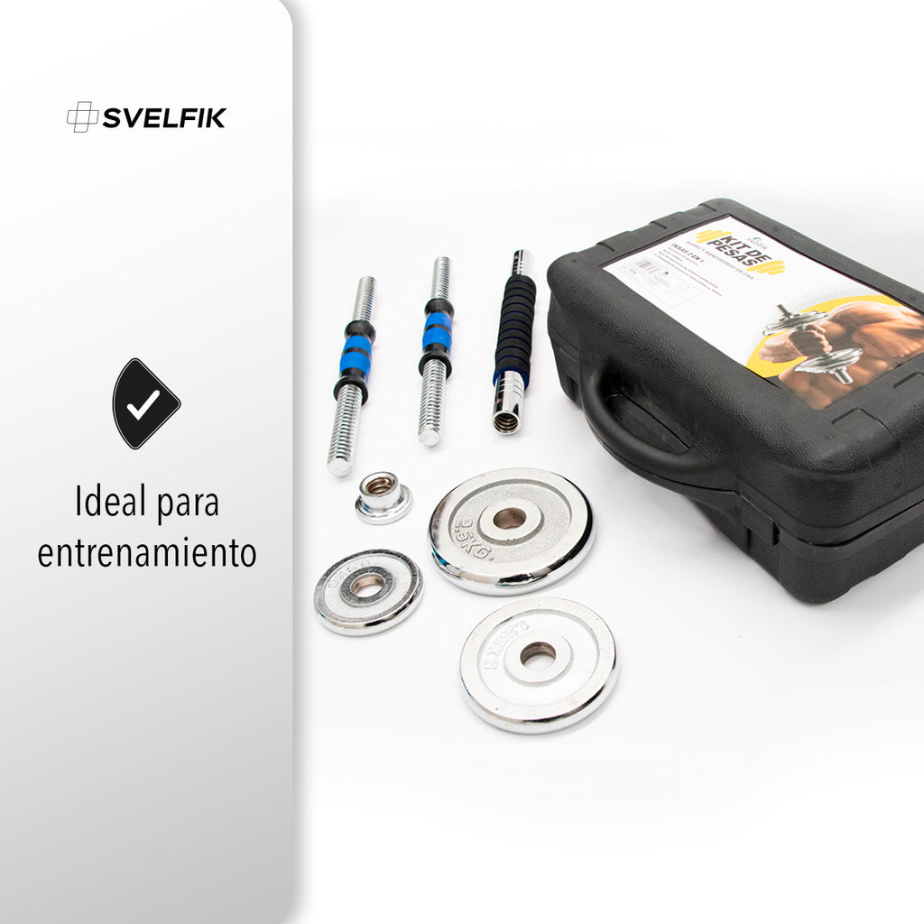 KIT DE PESAS Y BARRA 2 EN 1 30KG