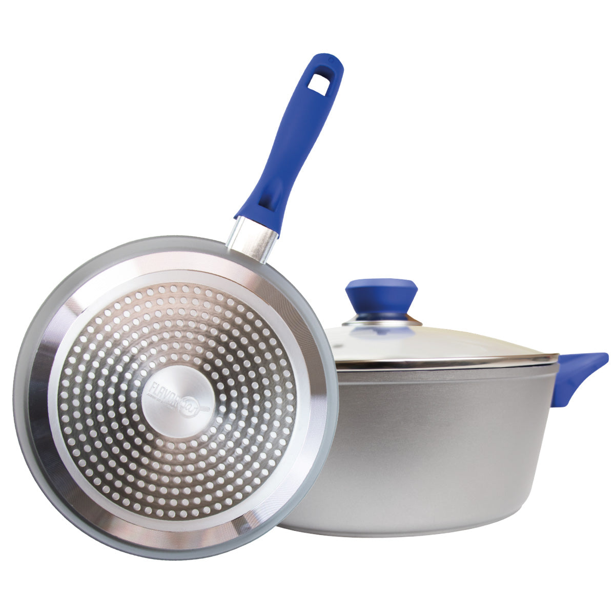 SET DE SARTÉN Y CACEROLA CON RECUBRIMIENTO DE ZAFIRO ANTIADHERENTE MÁS UNA TAPA