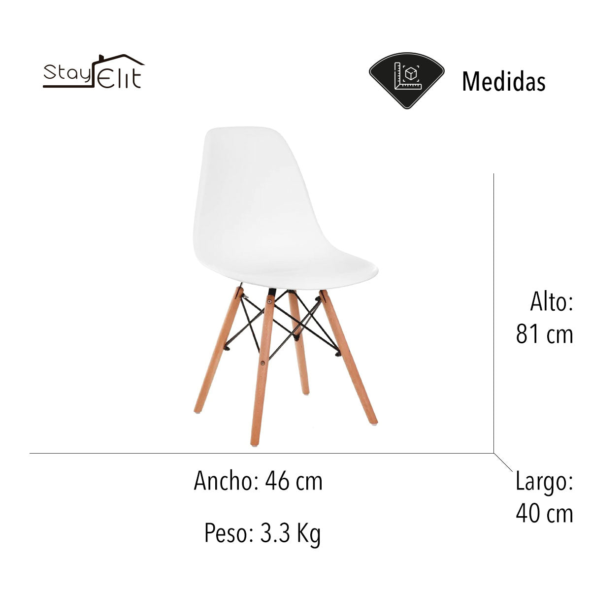 SET DE 4 SILLAS MINIMALISTAS COLOR BLANCO