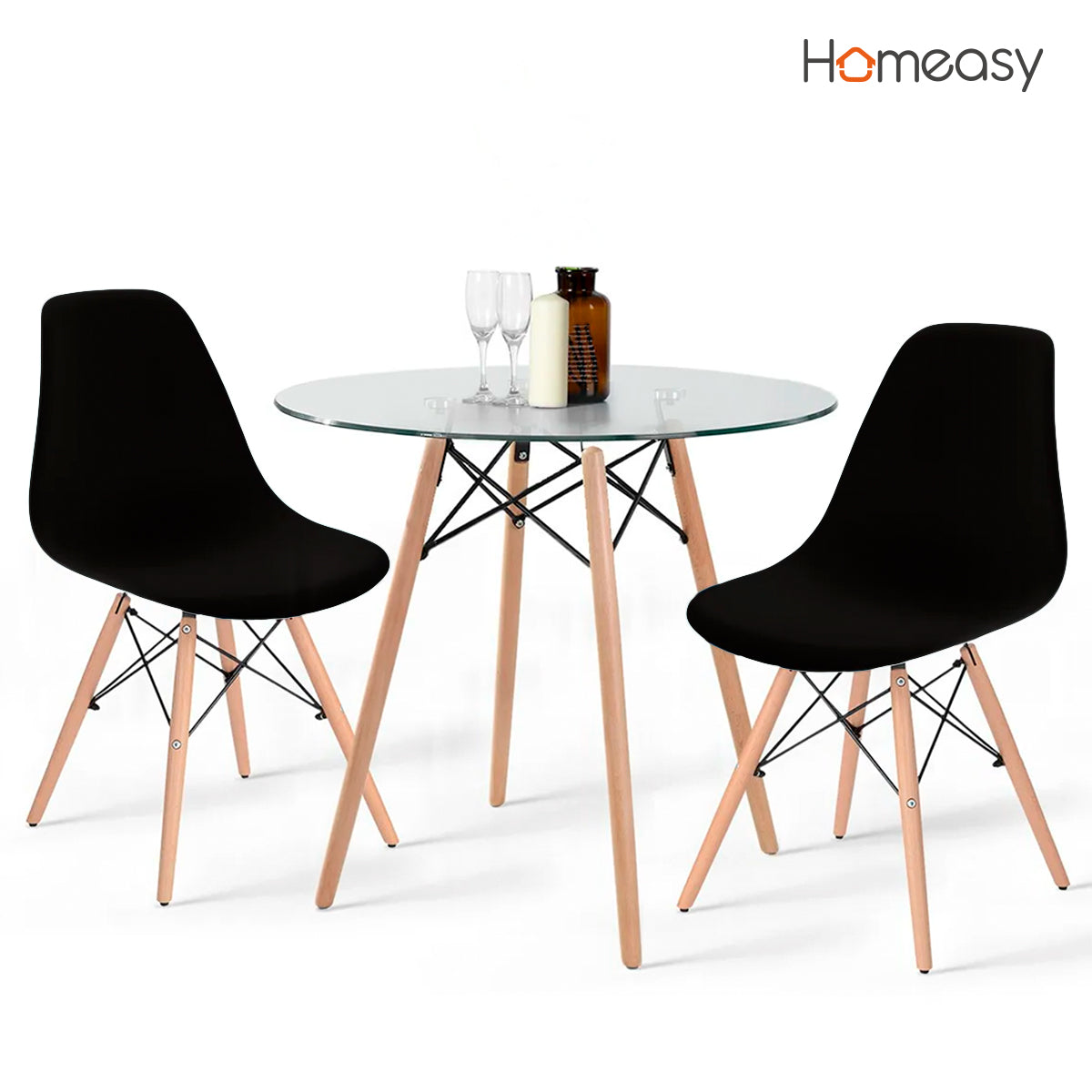 SET DE 4 SILLAS MINIMALISTAS COLOR NEGRO (SALDOS)