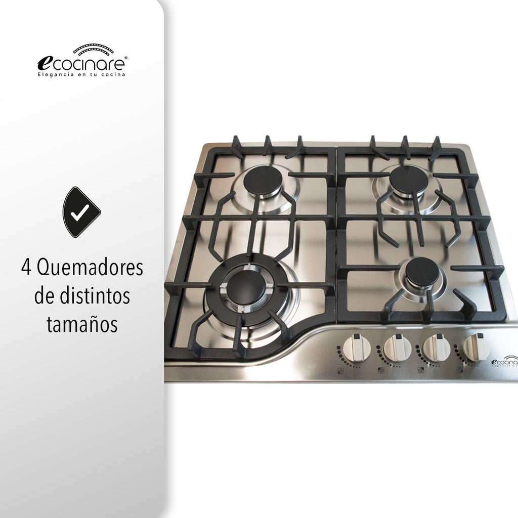 PARRILLA DE GAS EMPOTRABLE CON 4 QUEMADORES