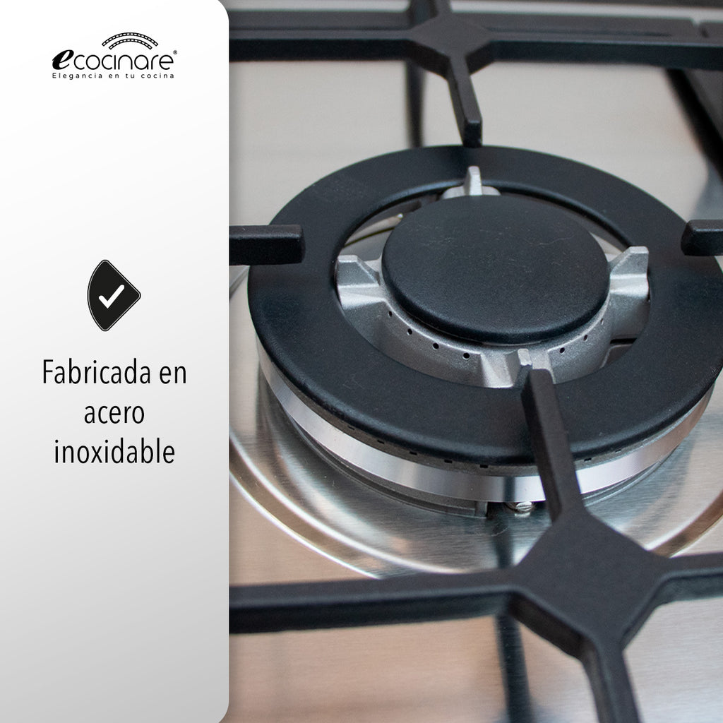 PARRILLA DE GAS EMPOTRABLE CON 5 QUEMADORES DE ACERO INOXIDABLE