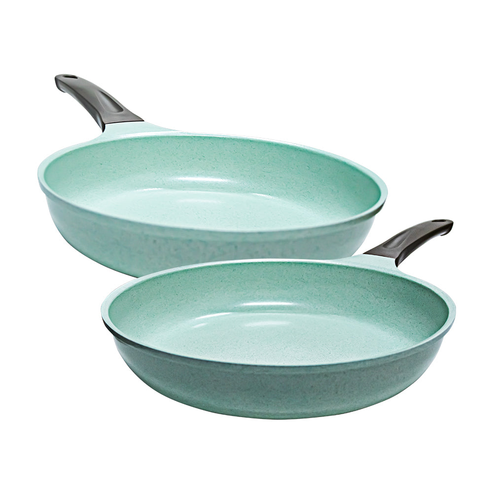 JUEGO DE 2 SARTENES CON CUBIERTA DE JADE ANTIADHERENTE PARA COCINA DE INDUCCIÓN