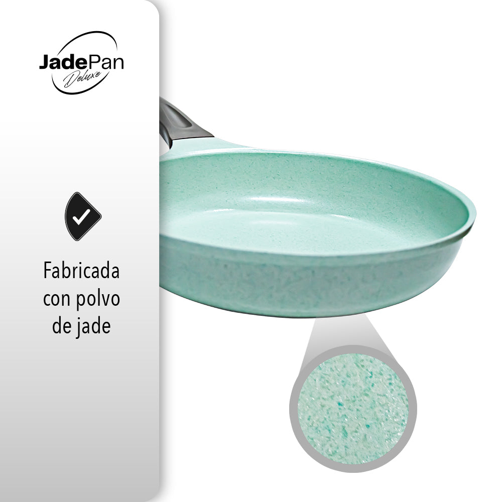JUEGO DE 2 SARTENES CON CUBIERTA DE JADE ANTIADHERENTE PARA COCINA DE INDUCCIÓN