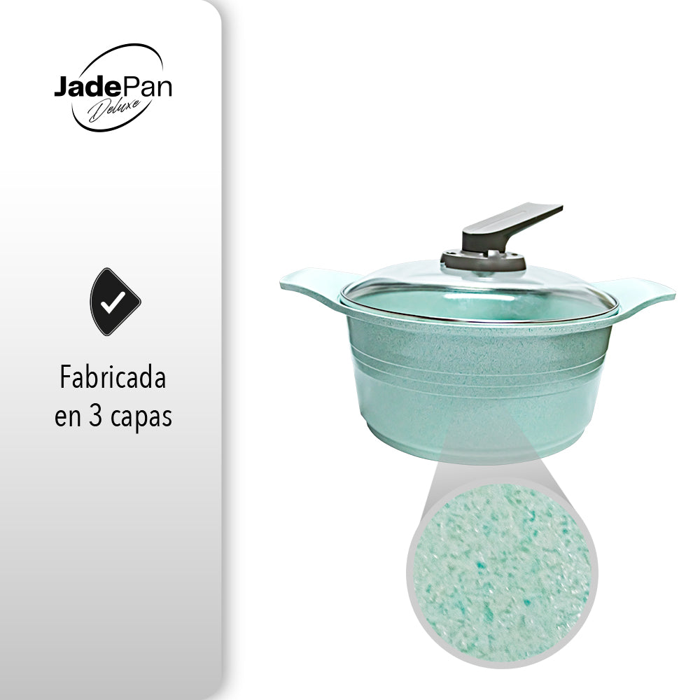 JUEGO DE 1 SARTENES CON CUBIERTA DE JADE Y 1 CASEROLA ANTIADHERENTE CON TAPA PARA COCINA DE INDUCCIÓN