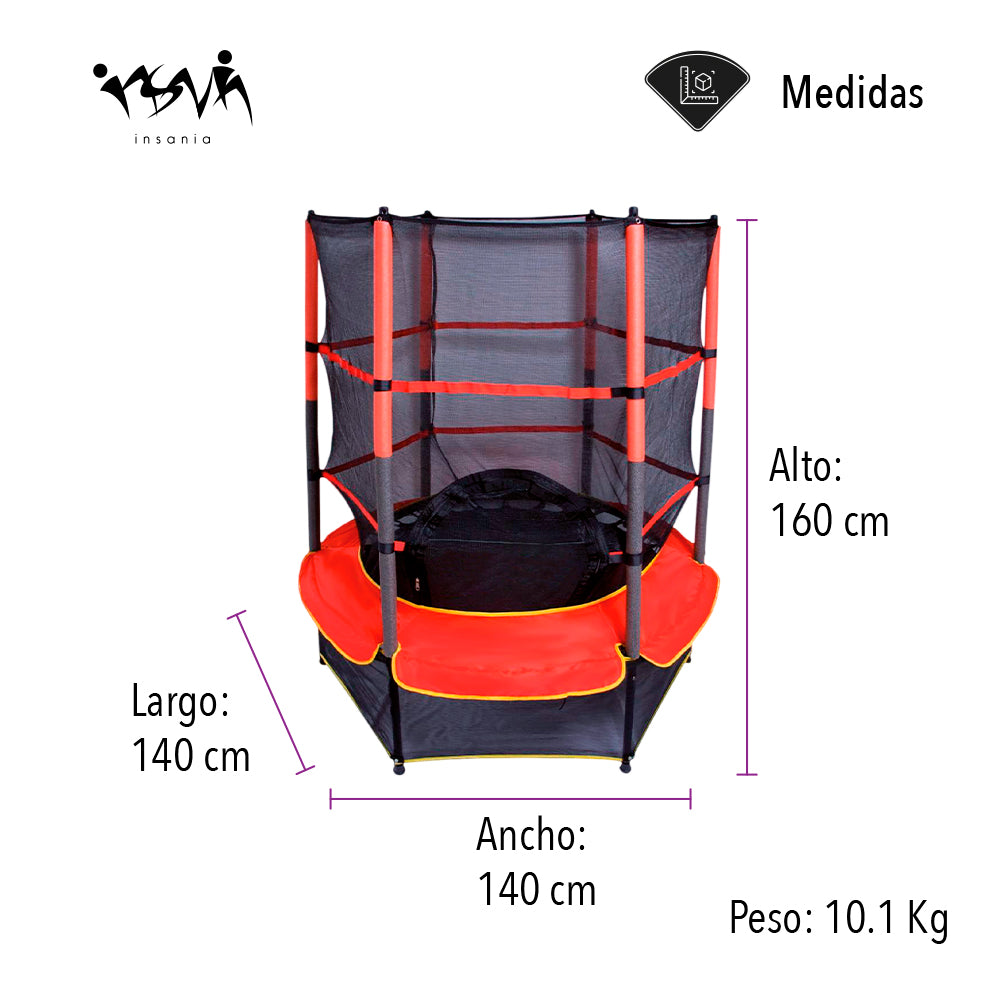TRAMPOLÍN HEXAGONAL CON MALLA DE SEGURIDAD PARA NIÑOS (SALDOS)