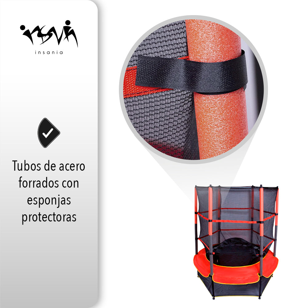 TRAMPOLÍN HEXAGONAL CON MALLA DE SEGURIDAD PARA NIÑOS (SALDOS)
