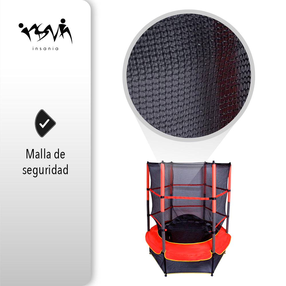 TRAMPOLÍN HEXAGONAL CON MALLA DE SEGURIDAD PARA NIÑOS (SALDOS)